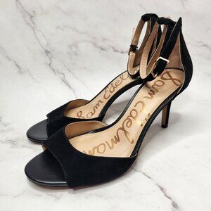 Sam Edelman Suede Leather Black Strappy Heels Chunky Block Heel Women's 8.5